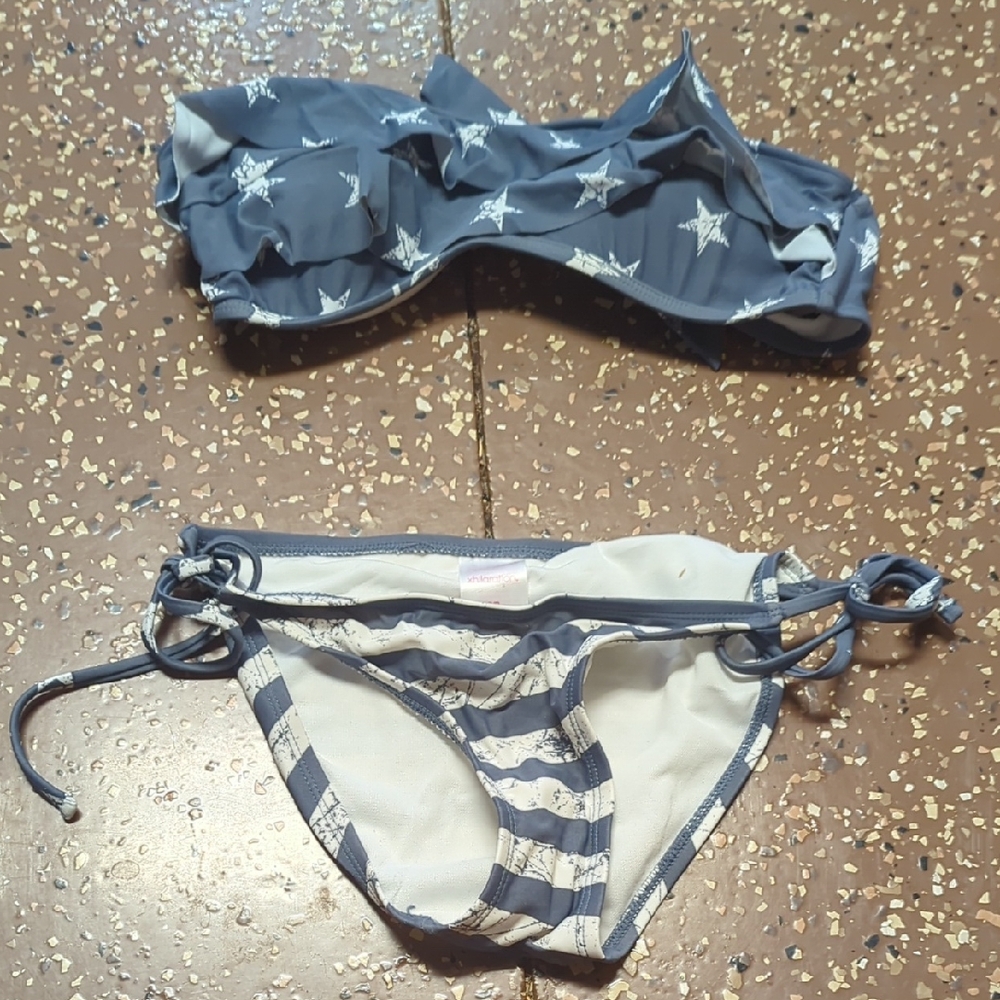 Gray and White Star Bikini Xhilaration Set